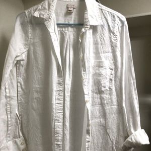 J Crew white linen button down